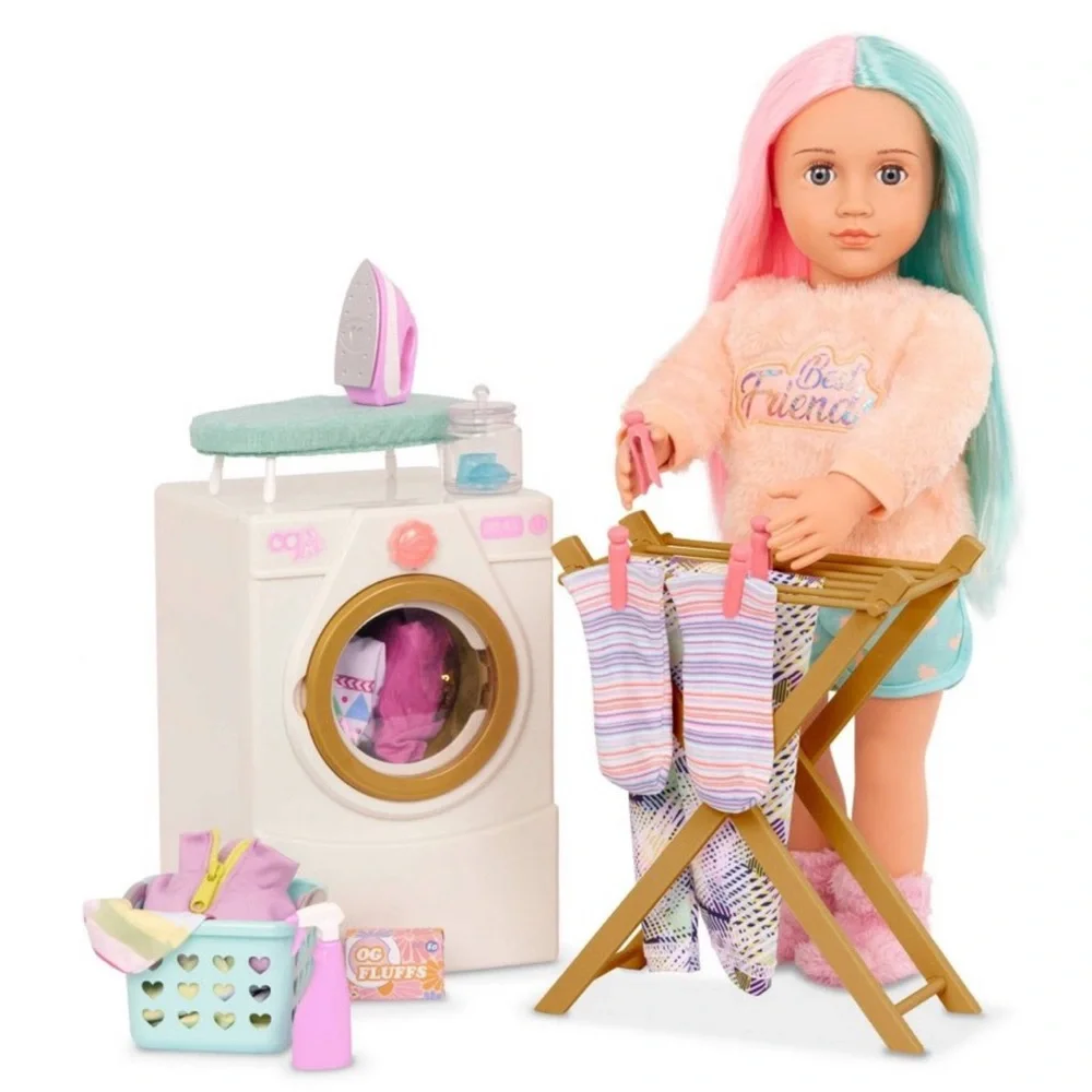Our Generation Laundry Day Washing Machine Dollhouse Accessory Set for 18